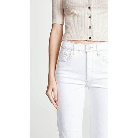 Anthropologie 3x1 Joni White Stitched High Rise Straight Leg Jeans Size 26 - Picture 3 of 12